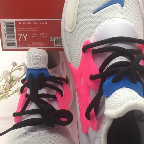 NIKE REACT PRESTO (GS) white/hyper pink-photo blue - Picture 8 of 8